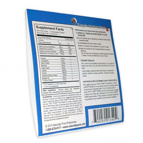 Test Pure® Platinum 45 Minute Chewable Tablet ingredients