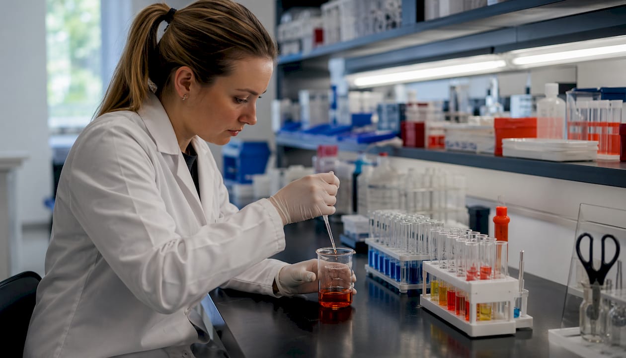 Hands holding test tubes with metabolite samples