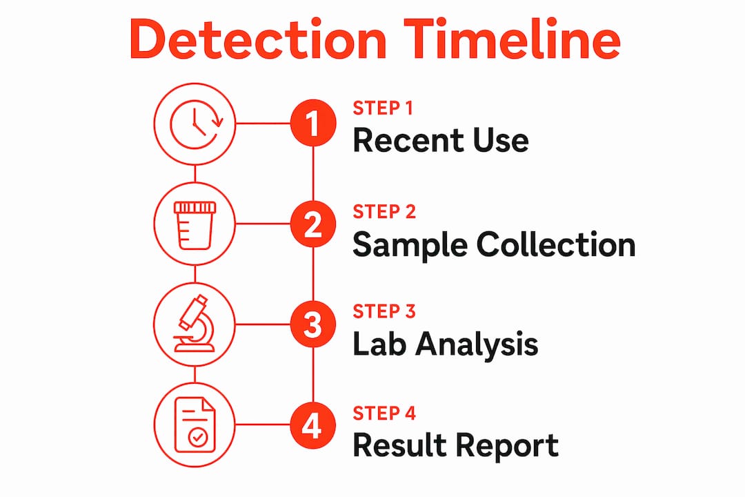 Infographic showing saliva drug test detection timeline steps