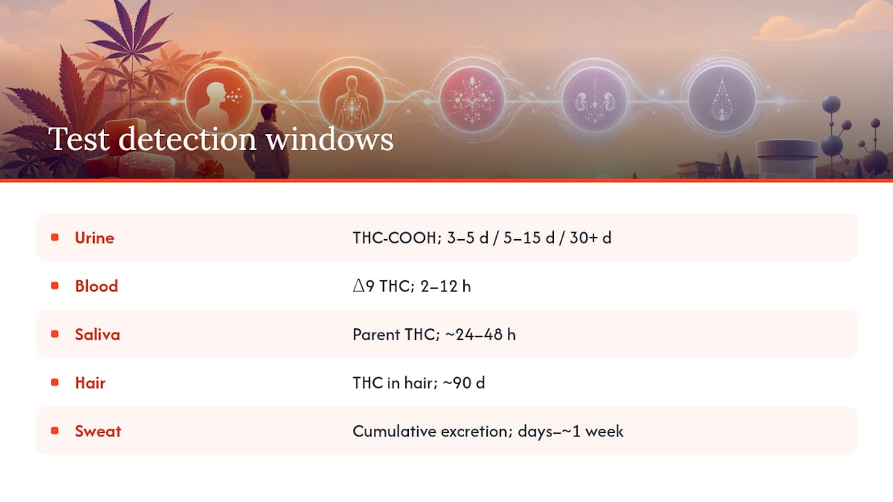 Detection windows for different drug tests timeline