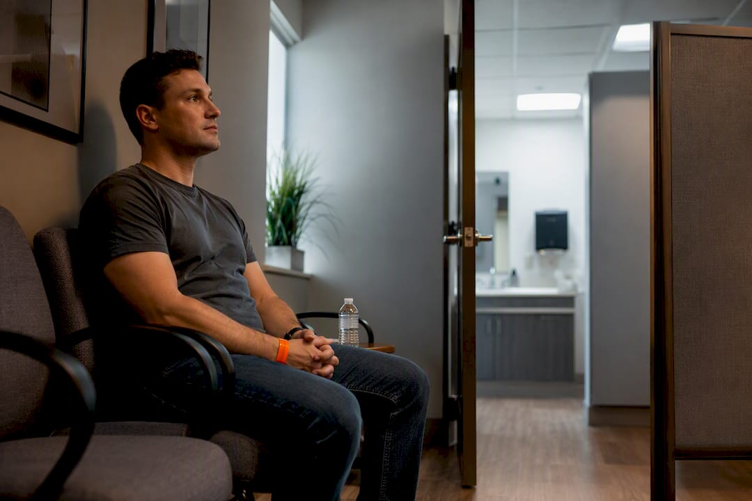 Drug test donor outside collection room