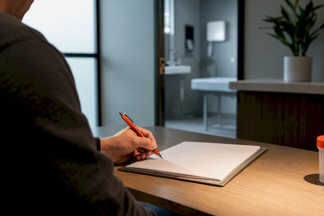 Applicant signing workplace testing consent form