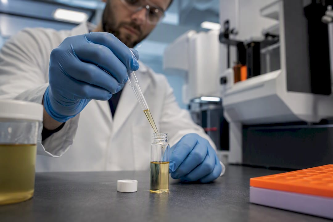 Analyst preparing specimen for toxicology confirmation