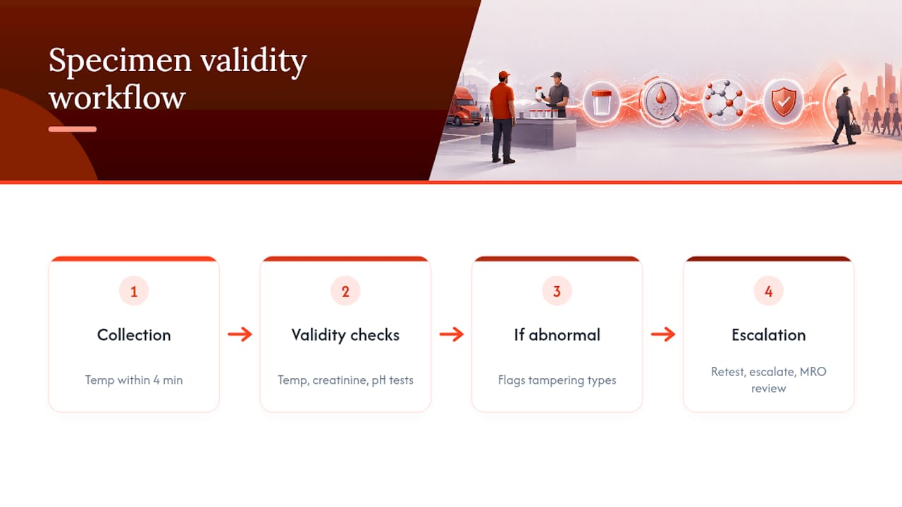 Specimen validity testing workflow and flags