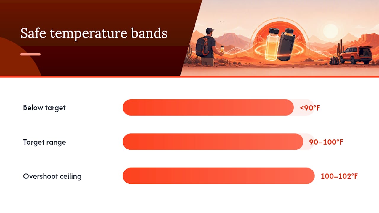 Safe heating and cooling temperature ranges