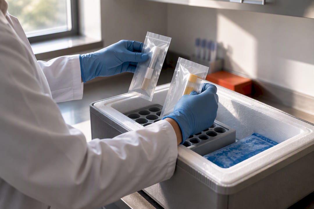 Specimens prepared for laboratory transport
