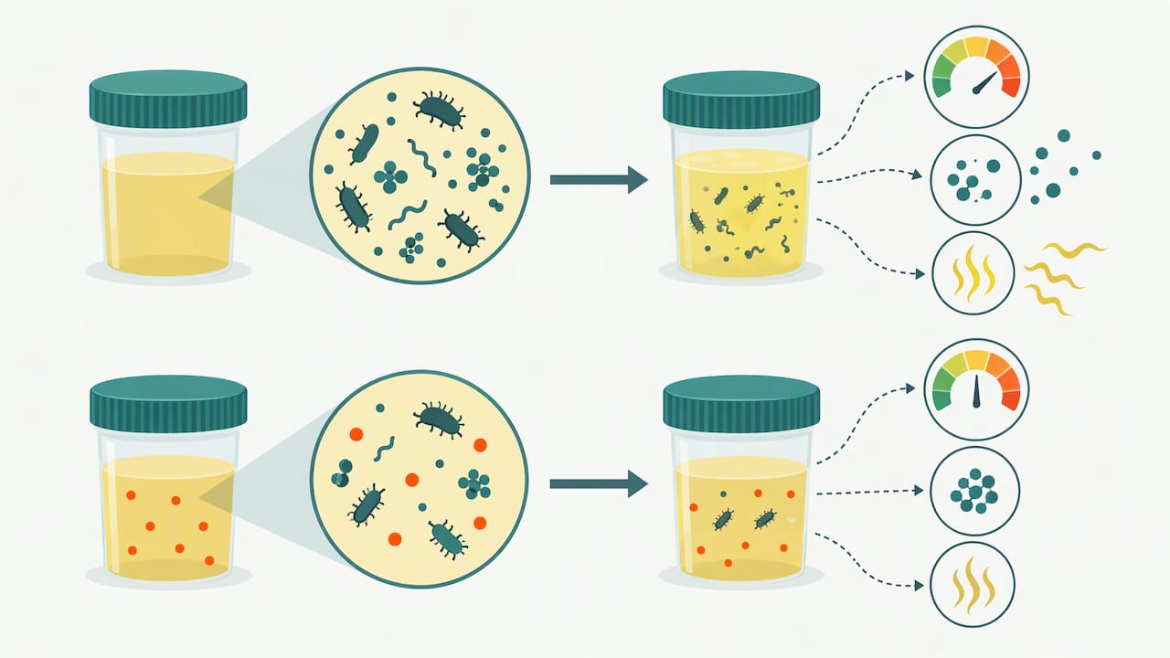 Illustration of biocide stabilizing urine chemistry