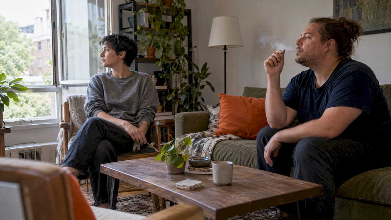 Adult near secondhand cannabis smoke indoors