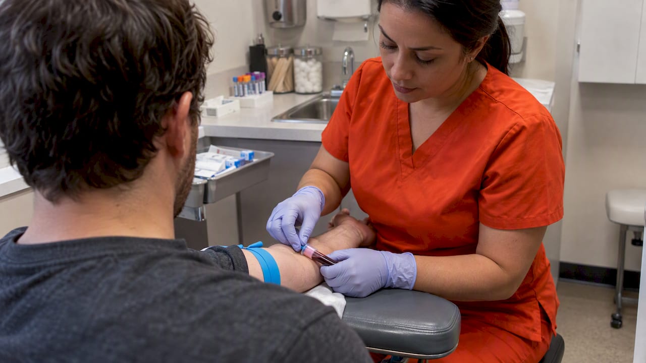 Blood sample collected during a clinic test