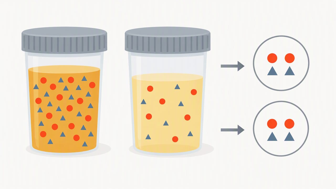 Two urine samples compared through creatinine normalization