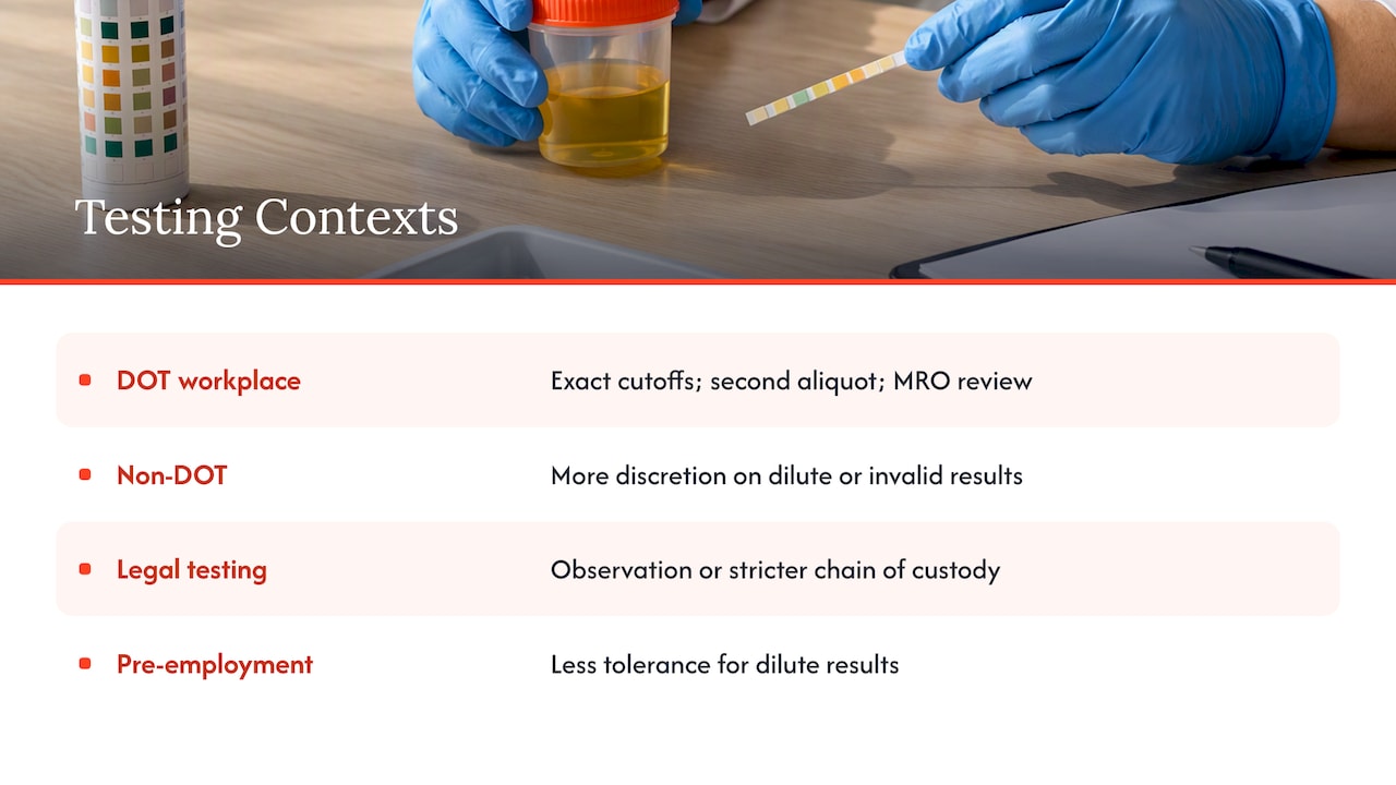 How validity checks differ by testing context — overview diagram