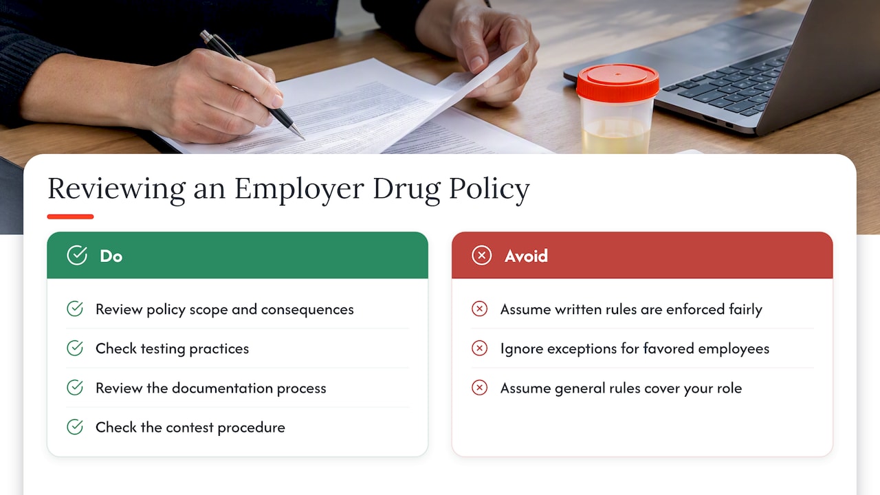 What an enforceable employer drug policy looks like — overview diagram